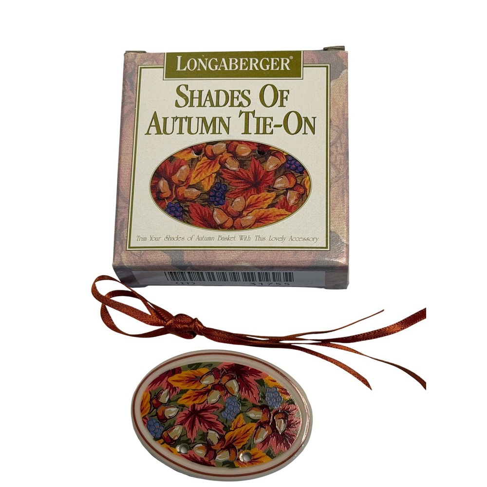 VTG Longaberger Basket Tie-On Shades of Autumn Ceramic Charm Fall Harvest 31755